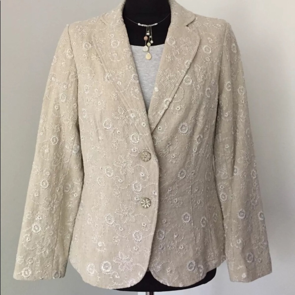 Coldwater Creek Golden Vines Linen Jacket Blazer